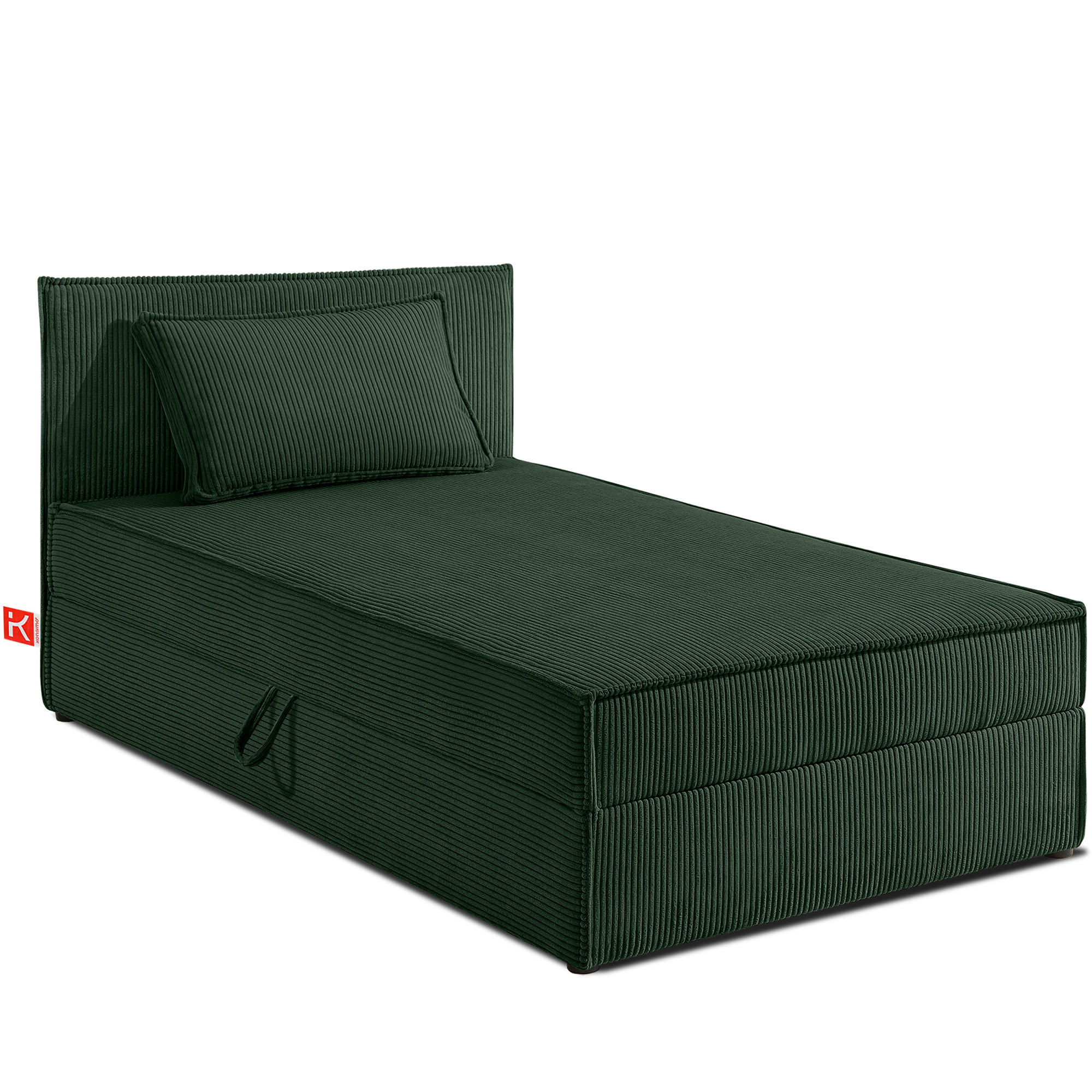BOXSPRINGBETT ROTI Einzelbett, dunkelgrün - Dunkelgrün/Schwarz, Holz/Holzwerkstoff (100/200cm) - KONSIMO®