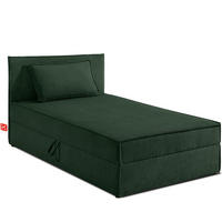 BOXSPRINGBETT ROTI Einzelbett, dunkelgrün - Dunkelgrün/Schwarz, Holz/Holzwerkstoff (100/200cm) - KONSIMO®