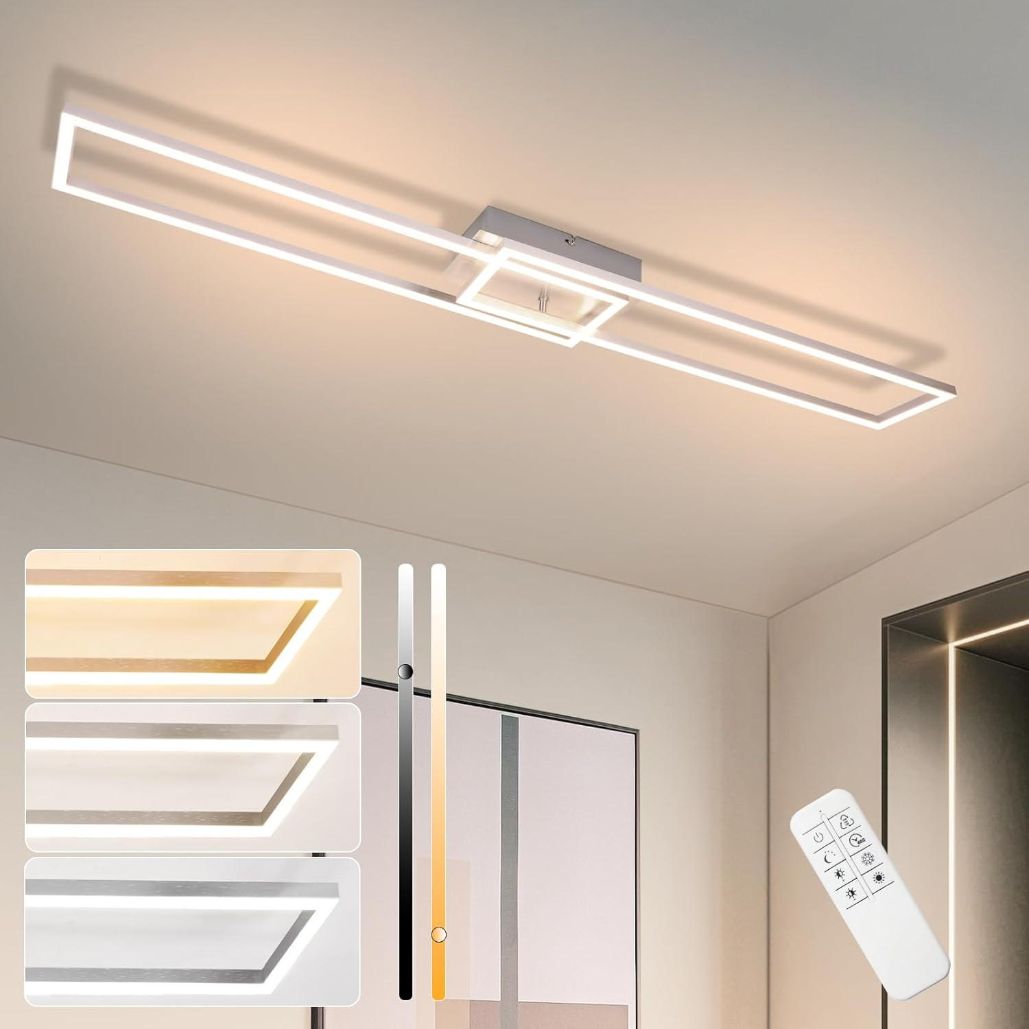 LED-DECKENLEUCHTE Schildhainbach 18.5/7.3/102.0 cm - Silberfarben, Metall (102/18.5/7.3cm) - ZMH