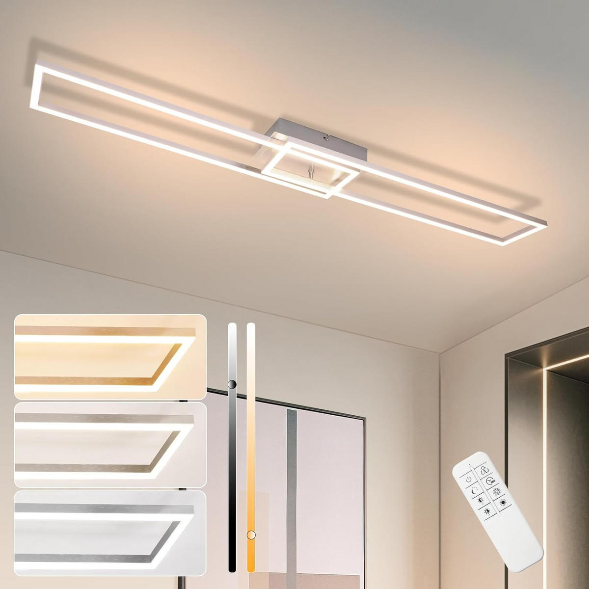 LED-DECKENLEUCHTE Schildhainbach 18.5/7.3/102.0 cm - Silberfarben, Metall (102/18.5/7.3cm) - ZMH