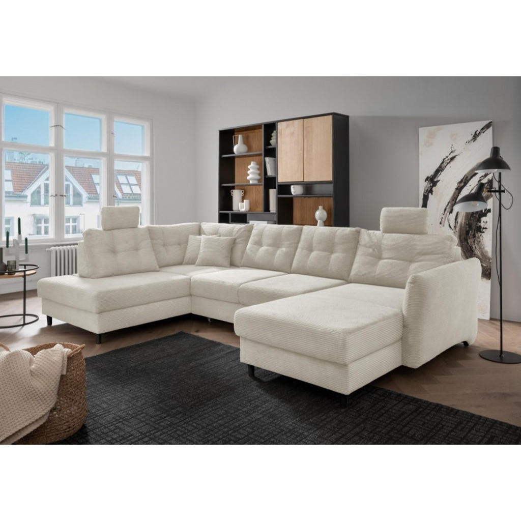 Thumbnail - myHomelando Wohnlandschaft, Beige, Textil, 5-Sitzer, U-Form, 340x91x206 cm, Wohnzimmer, Sofas & Couches, Wohnlandschafte...