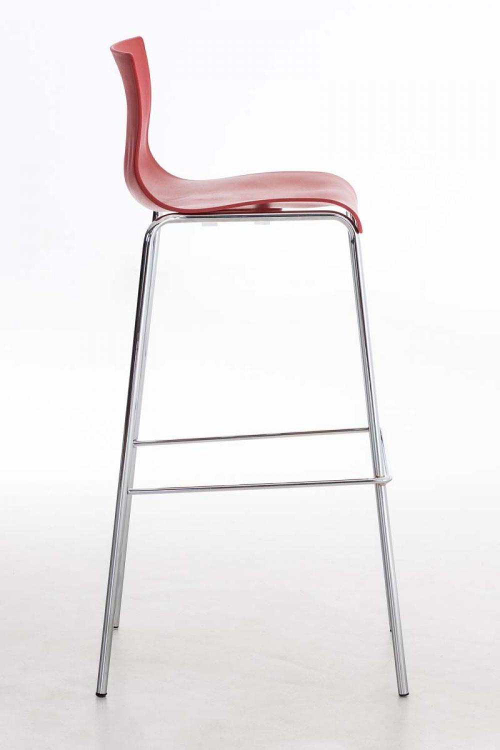 BARHOCKER Kunststoff Rot - Chromfarben/Rot, Kunststoff/Metall (43/100/48cm) - CLP