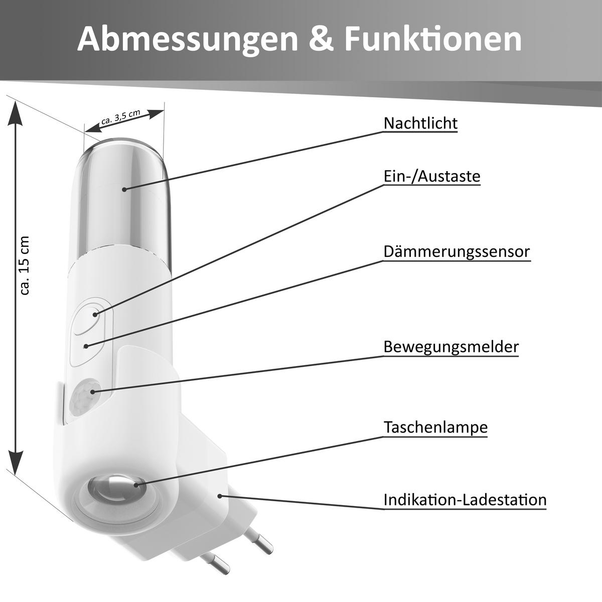 LED-ORIENTIERUNGSLEUCHTE Rund Weiß Kunststoff 2er-Set - Weiß, Kunststoff (9/4/15cm) - Northpoint