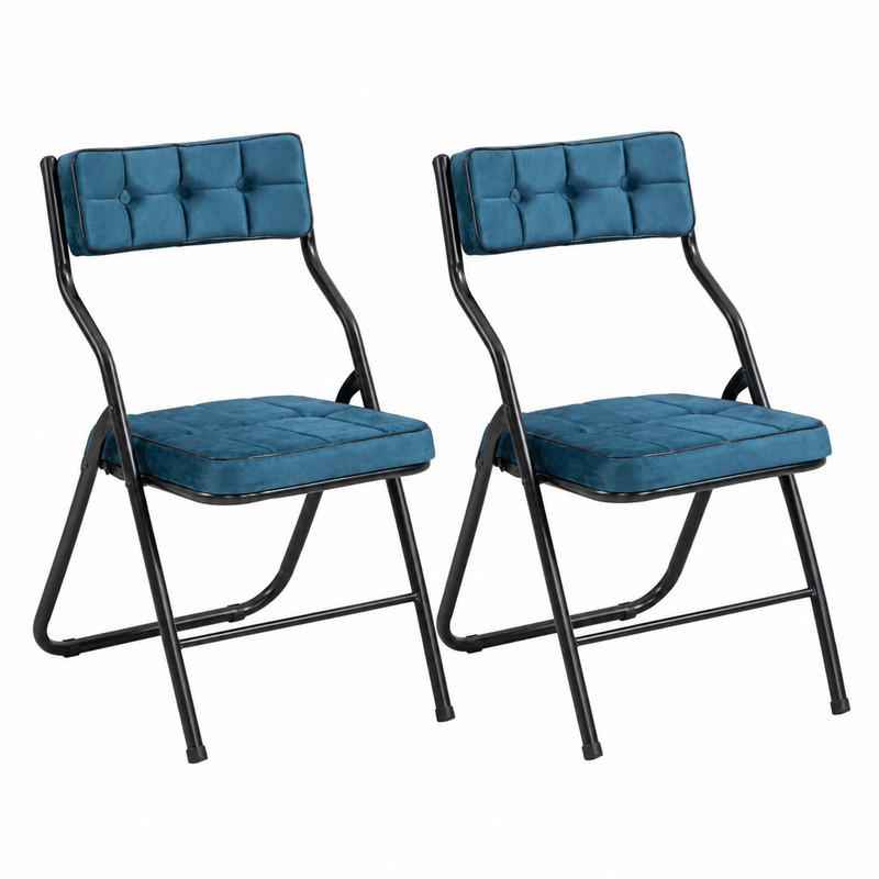 KLAPPSTÜHLE gepolstert 2er-Set Stahl Blau - Blau, Metall (47/80/46cm) - Meubliv