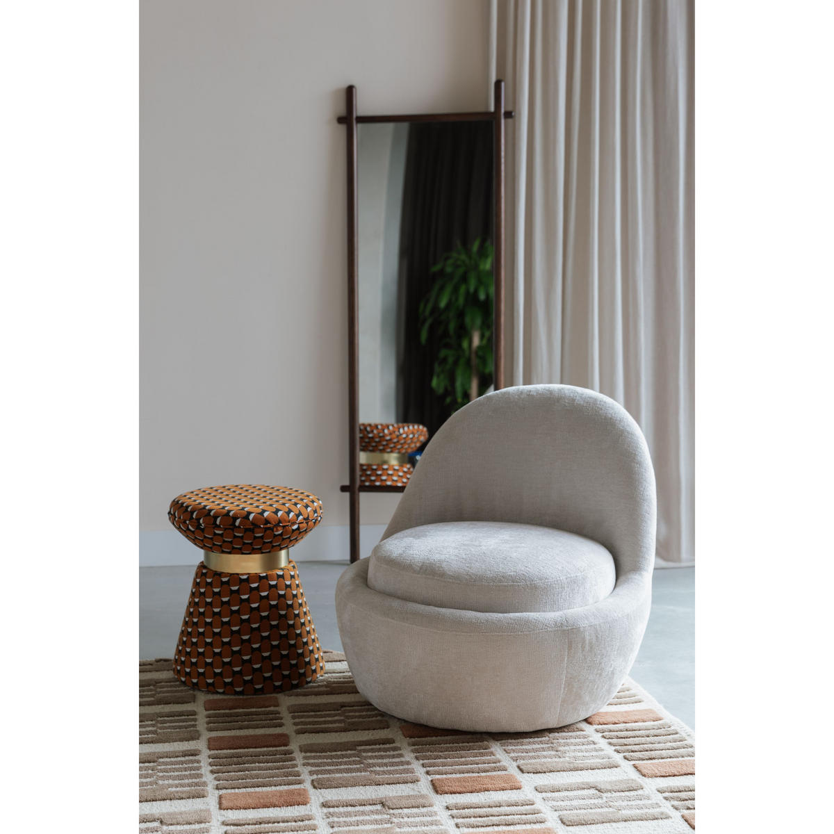 SITZHOCKER Pin Pouf - Braun, Metall (37/45/37cm) - Housecraft Living