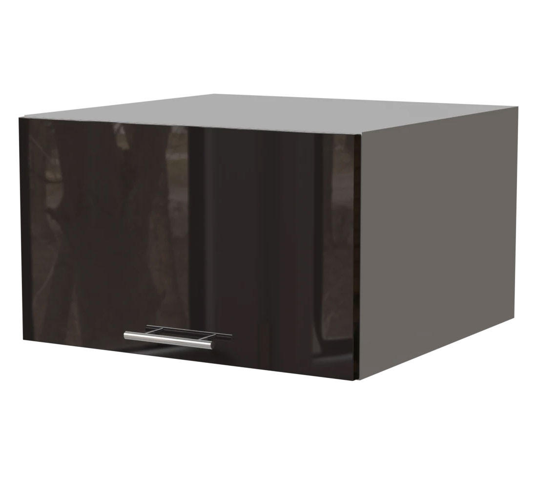 AUFSATZSCHRANK Essen W6B/60 Schwarz Hochglanz / Grau Matt 60 / 59 / 36cm - Schwarz Hochglanz/Schwarz, Holz/Holzwerkstoff (60/36/59cm) - Feldmann-Wohnen