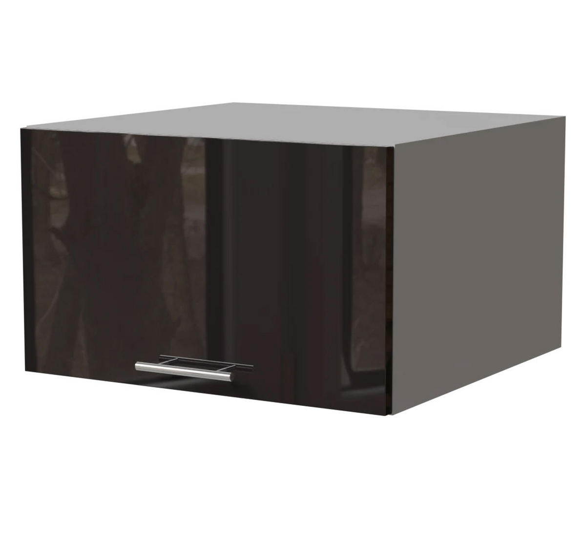 AUFSATZSCHRANK Essen W6B/60 Schwarz Hochglanz / Grau Matt 60 / 59 / 36cm - Schwarz Hochglanz/Schwarz, Holz/Holzwerkstoff (60/36/59cm) - Feldmann-Wohnen