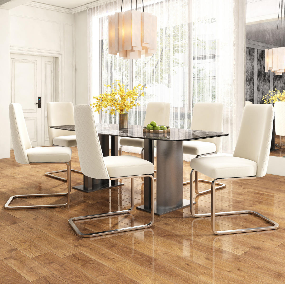 ESSZIMMERSTUHL 4er-Set Samt Beige mit Metallbeinen - Beige, Metall (45/88/52.1cm) - Meubliv