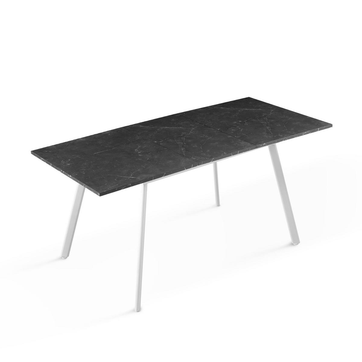 ESSTISCH OSKAR 120-160/80/76 cm Marmor-Schwarz - Schwarz, Holz (80/120/76cm) - B&D Home