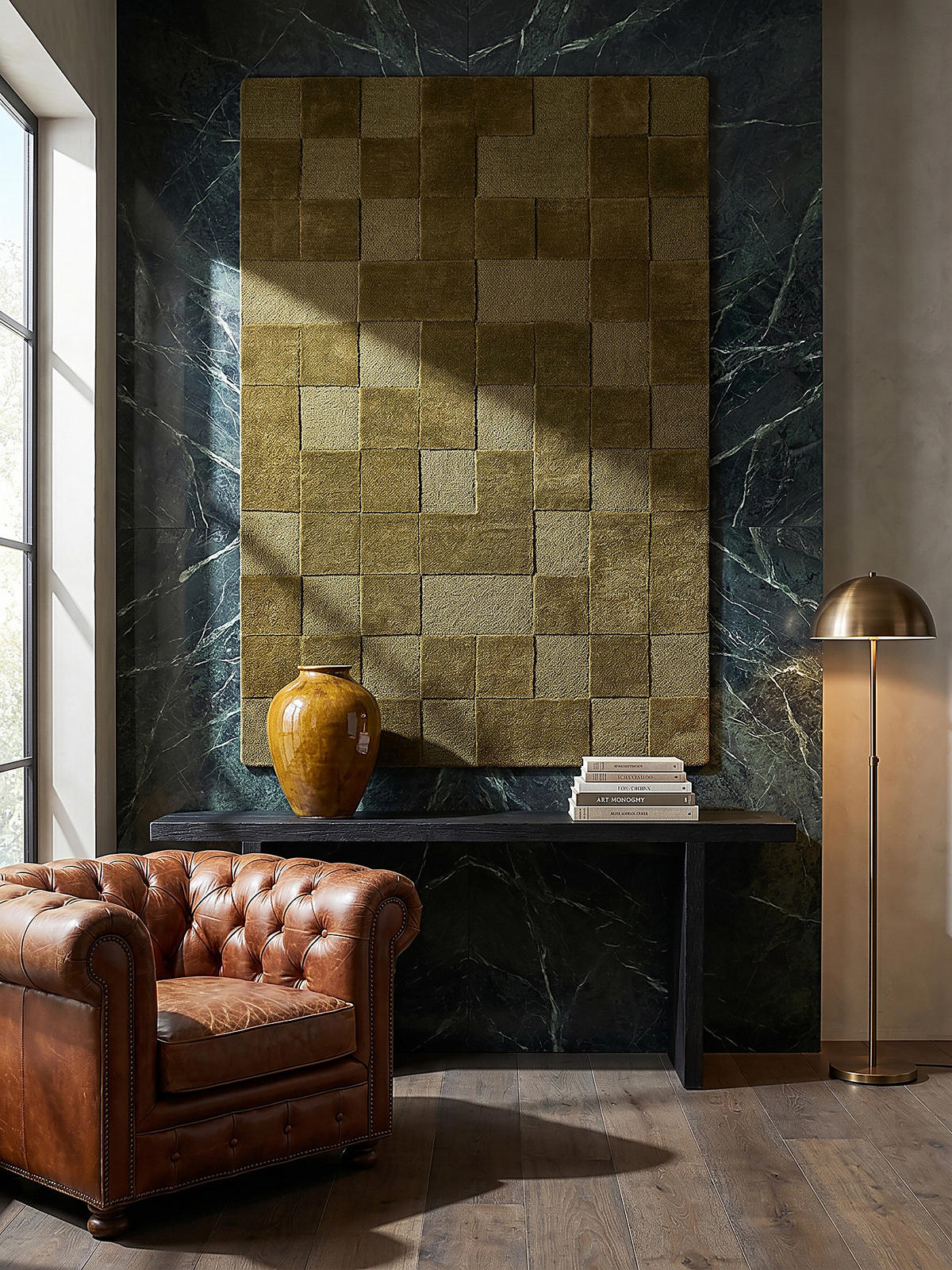 WOLLTEPPICH DEBEN, mit Schachbrettmuster, Grün, 200 x 290 cm - Grün, Textil (200/290cm) - KADIMA DESIGN