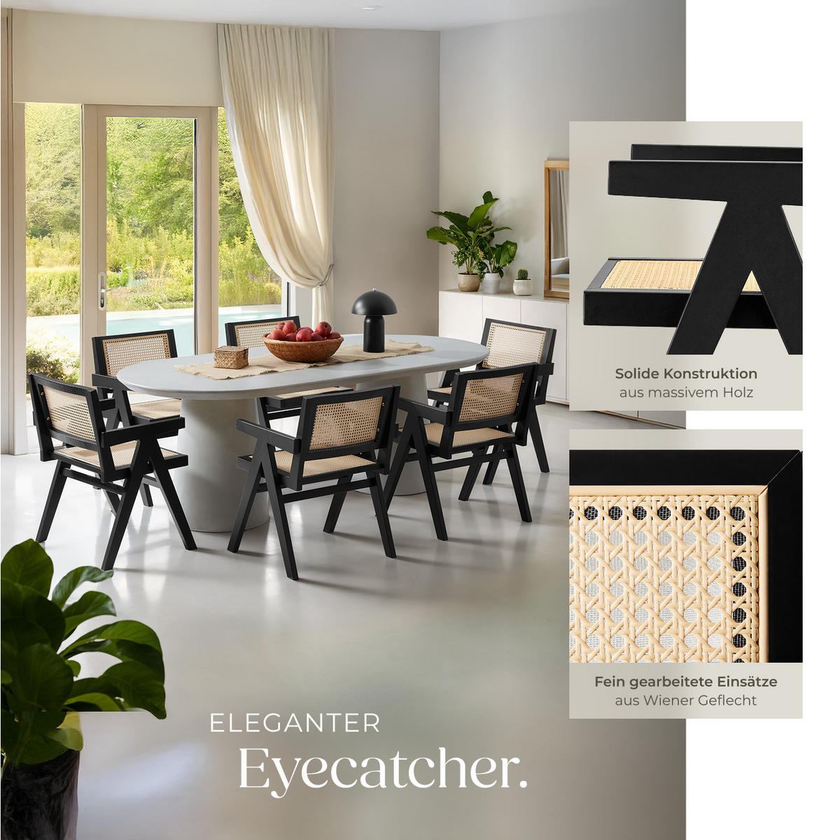 ARMLEHNSTUHL 4er Set Lissy,59 x 56,5 x 82,5 cm, Belastbarkeit 120 kg,schwarz - Schwarz, Holz (59.5/82.5/56.5cm) - tectake