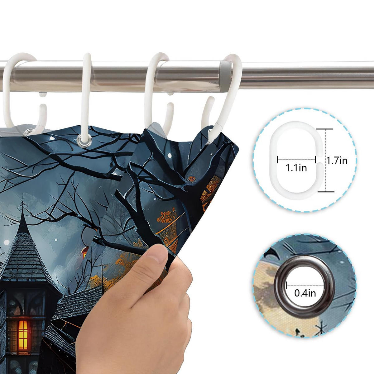 DUSCHVORHANG 180 x 200 cm Halloween Polyester wasserdicht schimmelresistent mit Haken Badezimmer - Multicolor, Textil (180/200cm) - MCBOSON