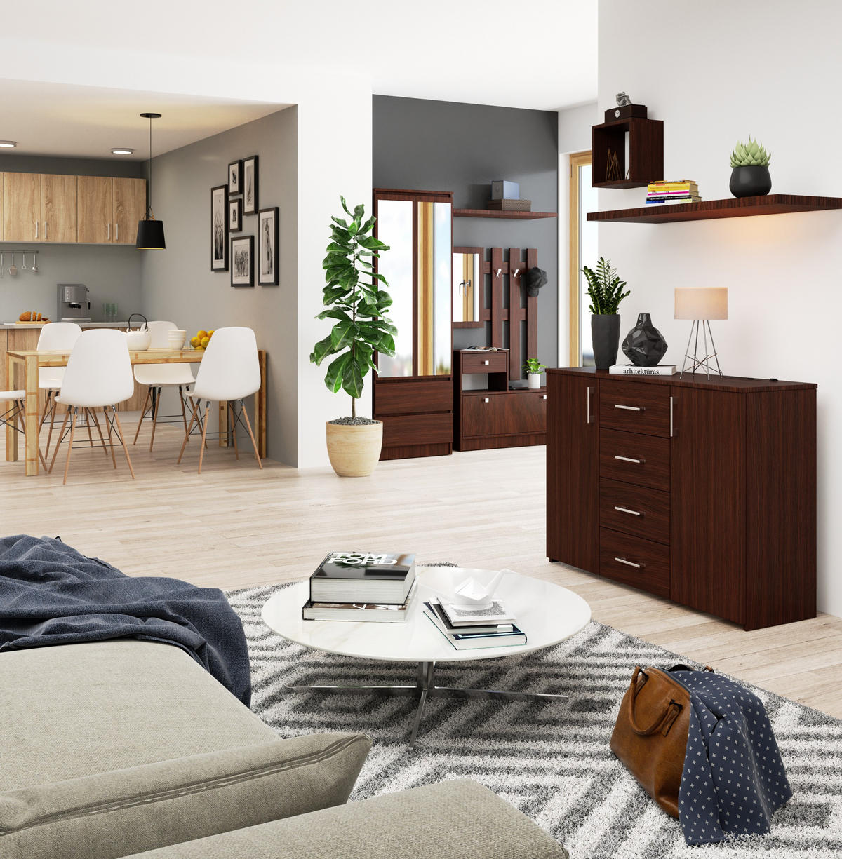 KOMMODE Dunkelbraun 80/110/35 - Dunkelbraun, Holzwerkstoff (110/80/35cm) - RAUMHIRSCH FURNITURE