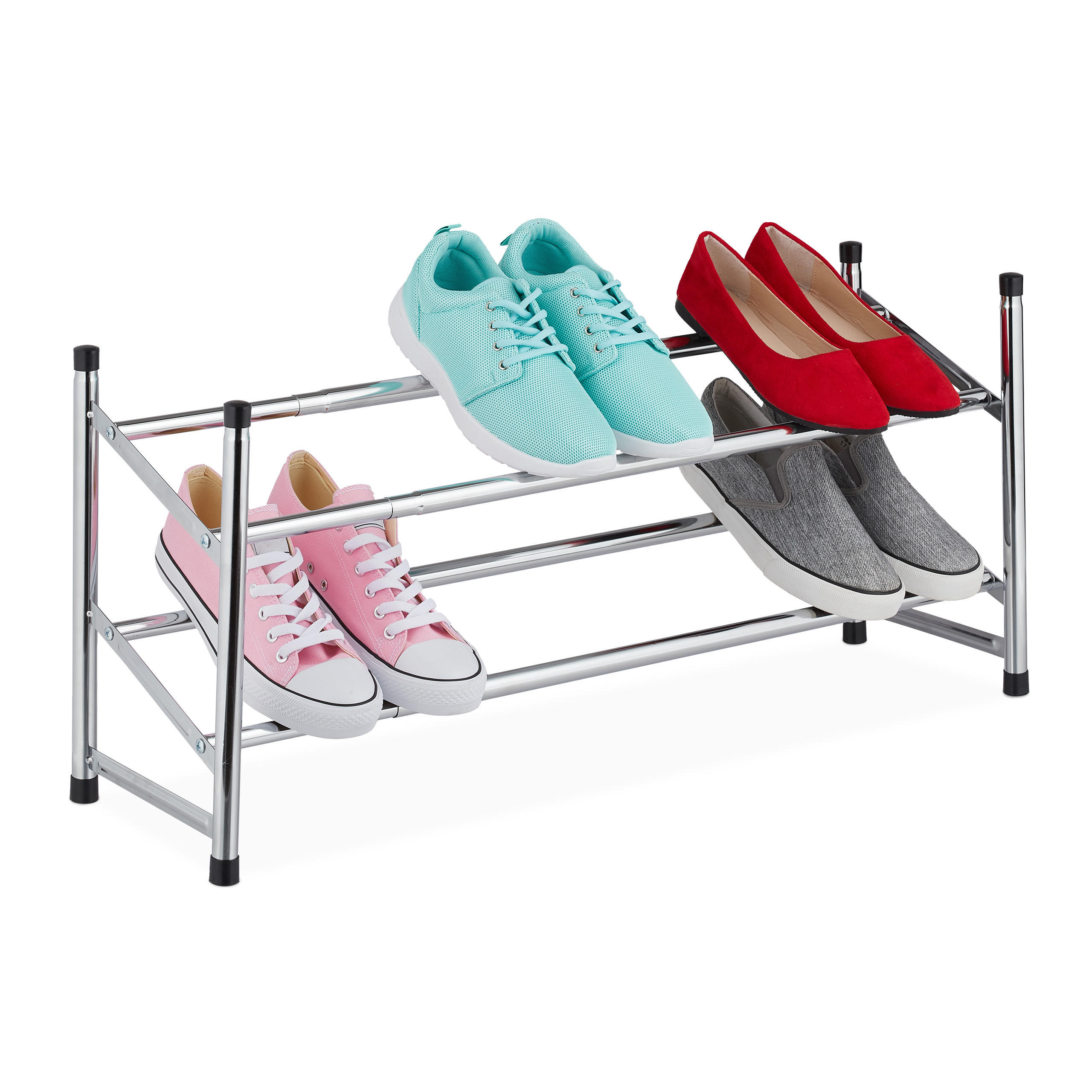 SCHUHREGAL - Silberfarben, Kunststoff/Metall (115/36/23cm) - Relaxdays