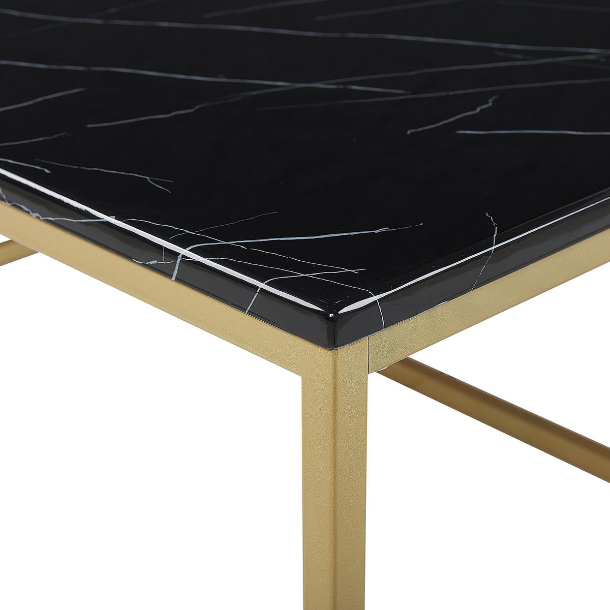 KONFERENČNÍ STOLEK Mramor Look černý/zlatý obdélníkový 60/100 cm Delano - černá/zlatá, kompozitní dřevo (100/60/45cm) - Beliani