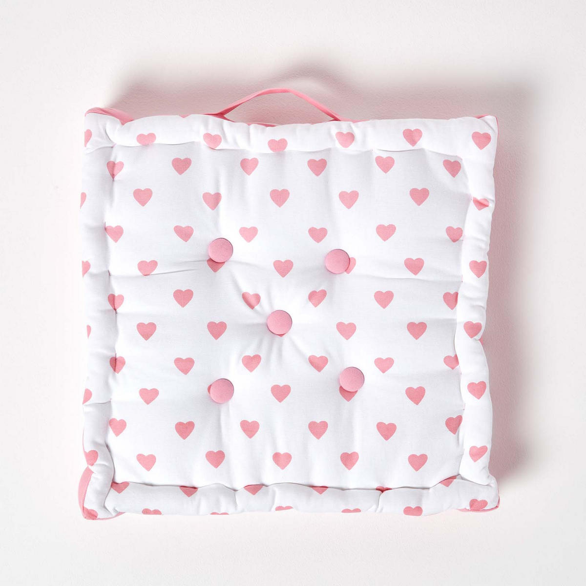 SITZKISSEN rosa Herz-Muster 40/40/8 cm - Rosa, Textil (40/40/8cm) - Homescapes