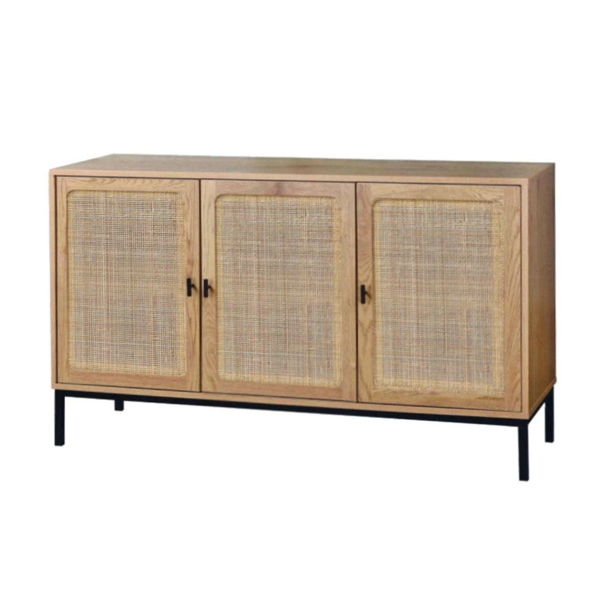 SIDEBOARD mit 3 Türen aus Rattan - L120 cm - Apfelbaumfarben, Holzwerkstoff (40/72/120cm) - Calicosy