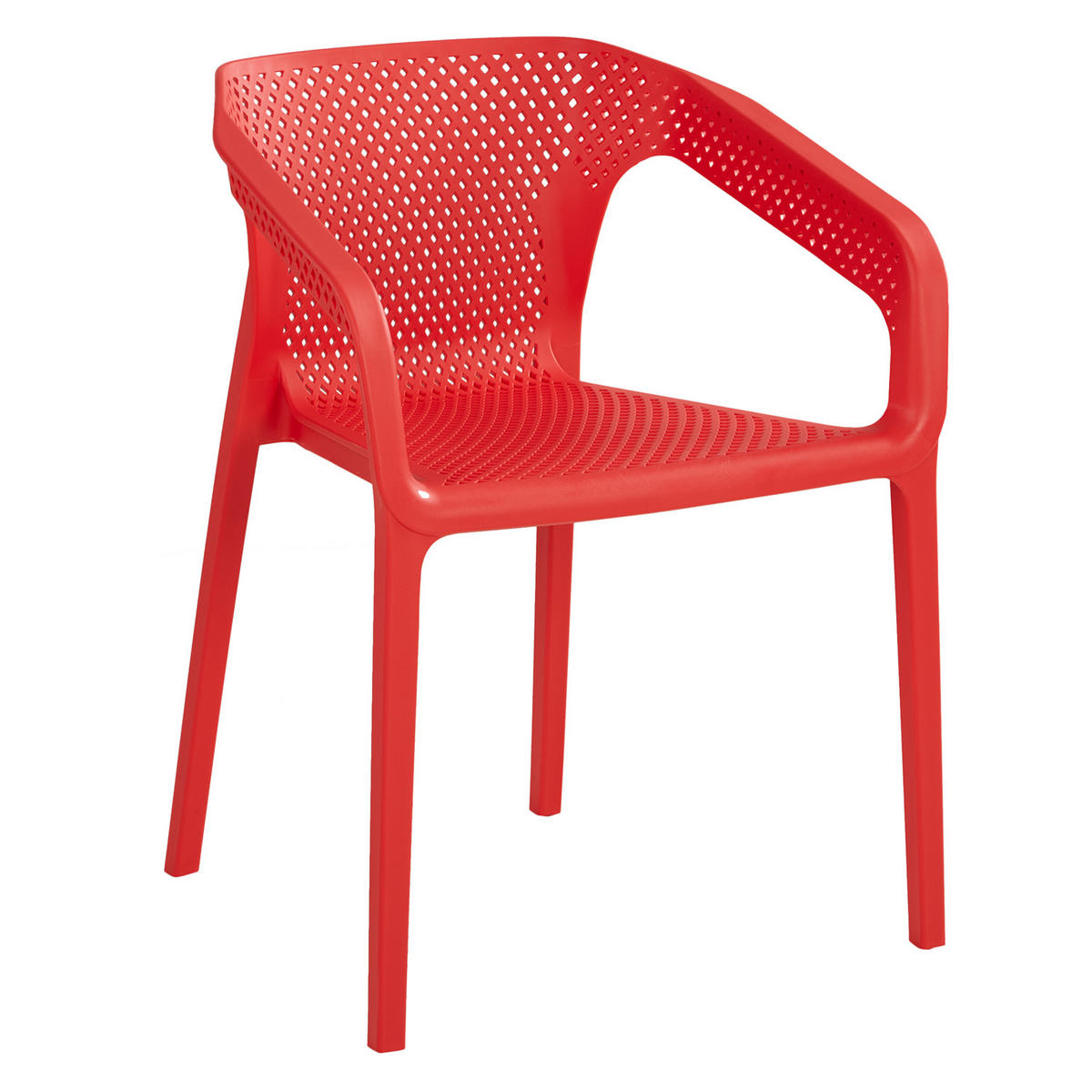 GARTENSTUHL 4er-Set Kunststoff Rot mit Armlehnen - Rot, Kunststoff (220/75/54cm) - Homestyle4u