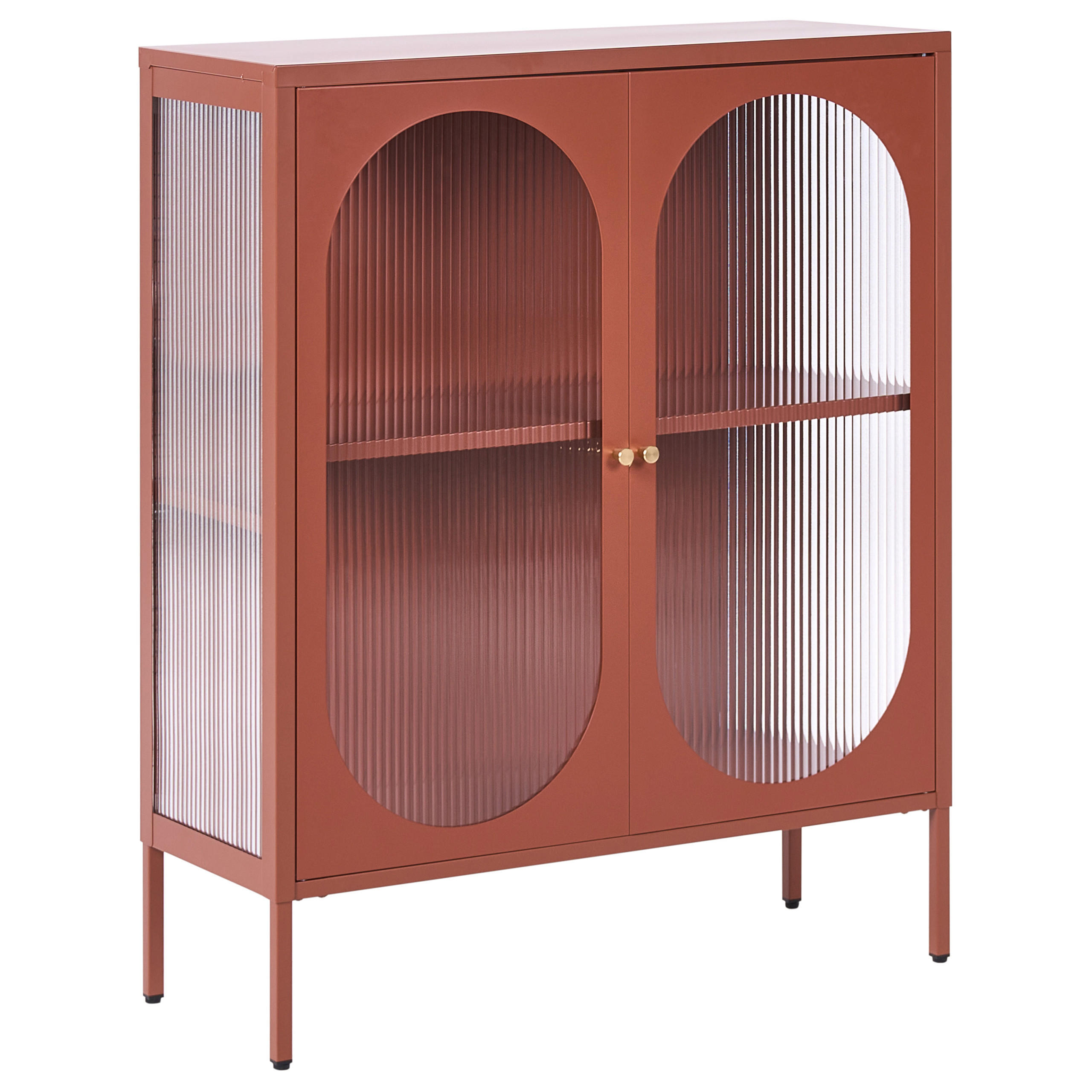 SIDEBOARD mit Glastüren Metall 90 cm Goldbraun Sarre - Goldfarben, Metall (90/111/35cm) - Beliani