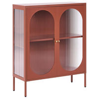 SIDEBOARD mit Glastüren Metall 90 cm Goldbraun Sarre - Goldfarben, Metall (90/111/35cm) - Beliani