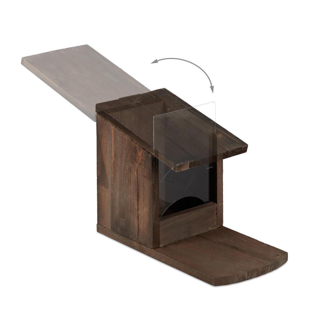EICHHÖRNCHEN Futterhaus - Dunkelbraun, Holz/Kunststoff (12/17.5/25cm) - Relaxdays