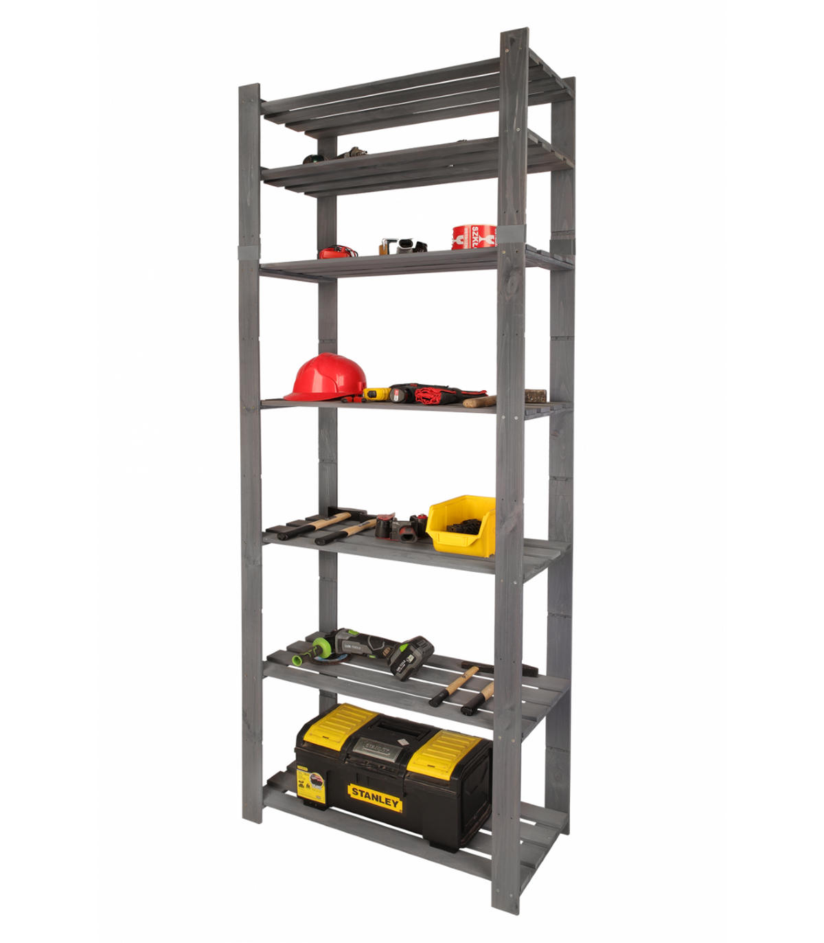 HOLZREGAL PINEPEAK 220x80x38cm 7 Fachboden 1,2cm dickes Kiefernholz Grau - Grau, Holz (80/220/38cm) - PROREGAL