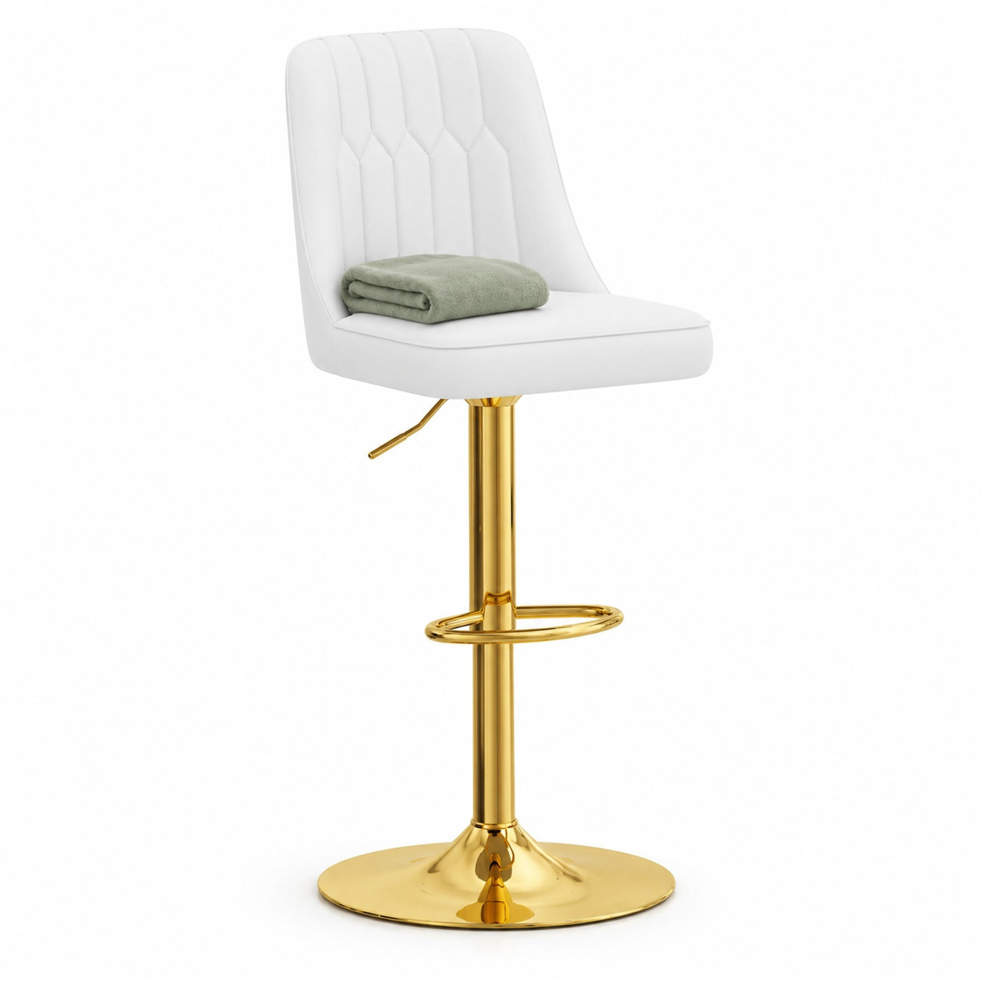 BARHOCKER-SET 2-teilig höhenverstellbar Weiß/Gold mit 360°-Drehfunktion - Weiß, Metall (44/117.5/44cm) - MIVRAY