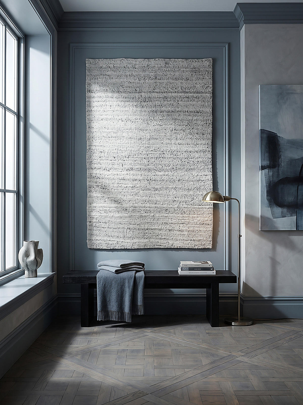 KURZFLORTEPPICH handgewebt GLAVEN, Bouclé-Struktur, Hellgrau, 160 x 230 cm - Grau, Textil (160/230cm) - KADIMA DESIGN