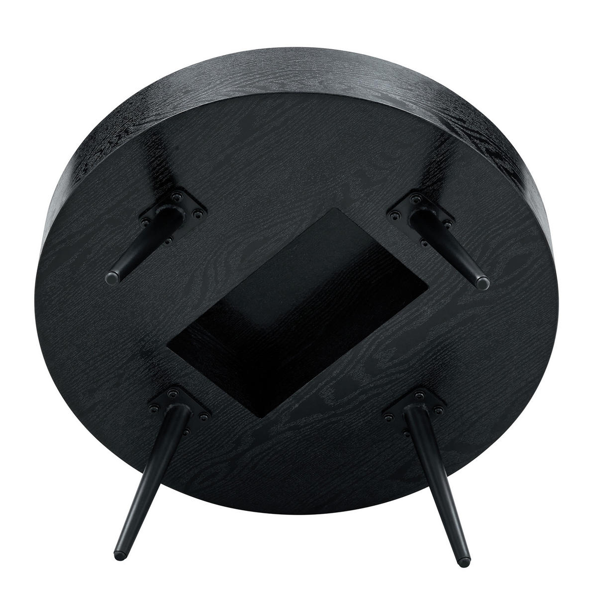 KONFERENČNÍ stolek 70/70/35,5 cm černý z MDF a kovu s kulatou deskou - černá, kompozitní dřevo (70/70/35.5cm) - OKWISH