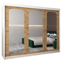 SCHWEBETÜRENSCHRANK 200/250/62 3-türig - Silberfarben/Eiche Artisan, Holz/Kunststoff (250/200/62cm) - Abiks Möbel