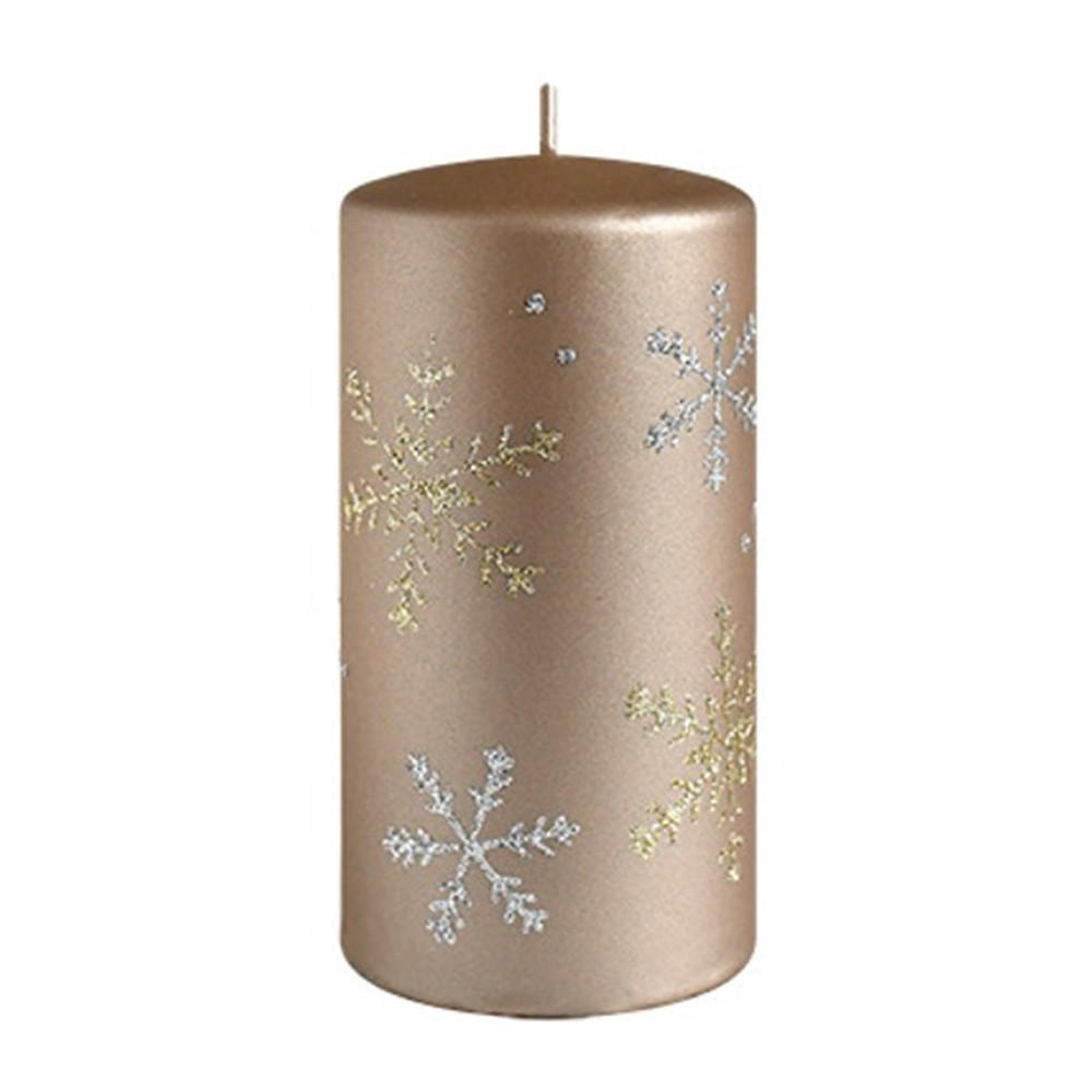 KERZE Frost Braun 7/7/10 cm Naturmaterial - Braun, Naturmaterialien (10cm) - Mondex