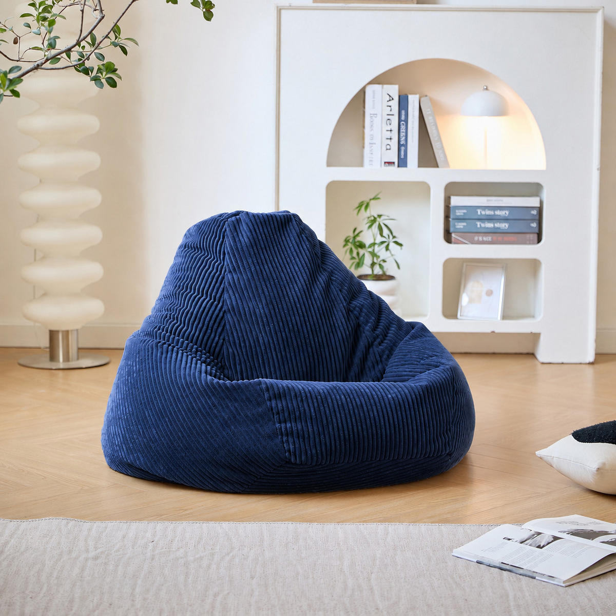 POUF kord Blau - Blau, Textil (90/73/84cm) - Nordlys