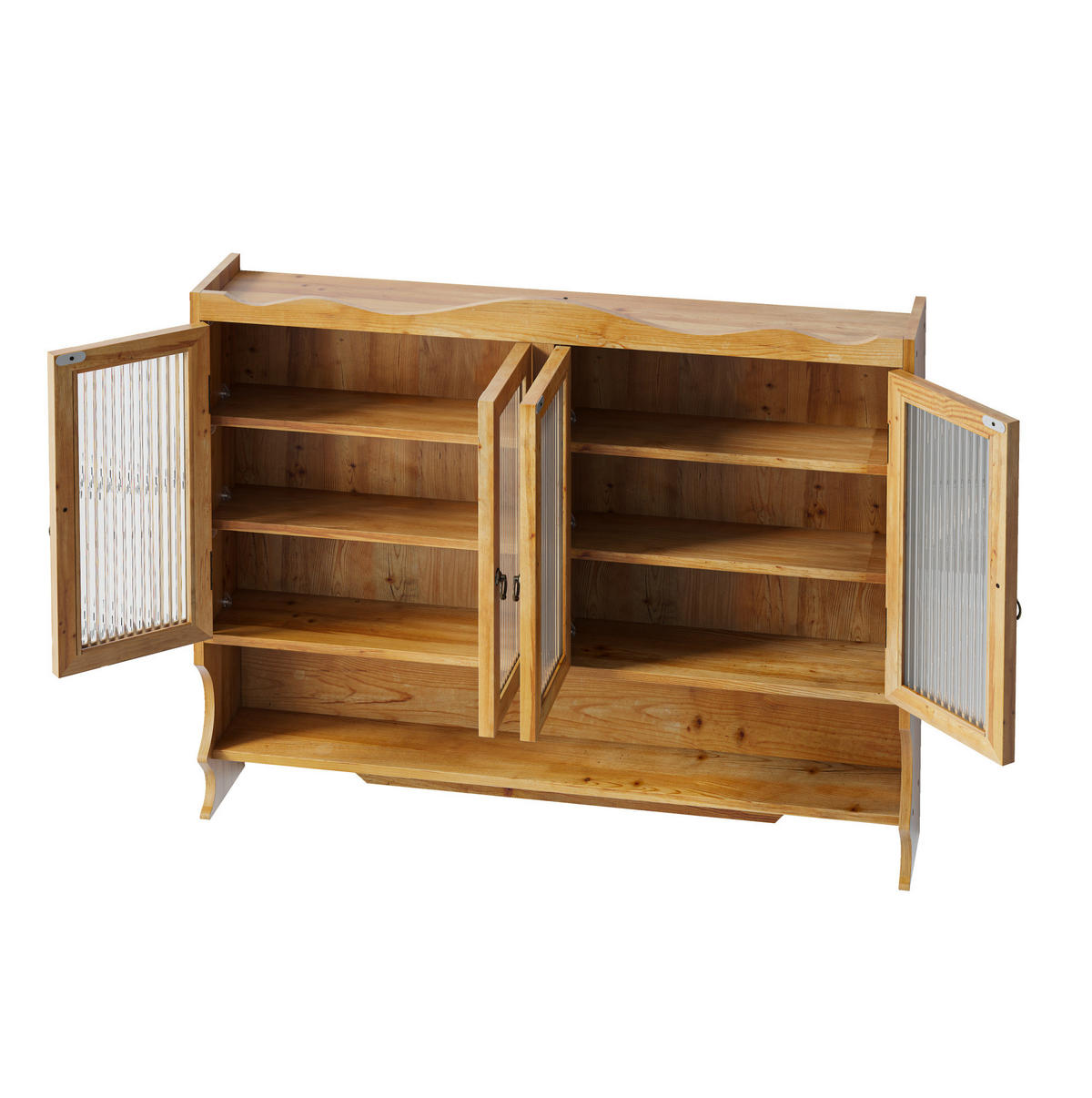 KÜCHENOBERSCHRANK 100/20/80 cm in Natur mit 4 Türen, Glasfront und Hakenleiste - Naturfarben, Holz (100/80/20cm) - BEAOK