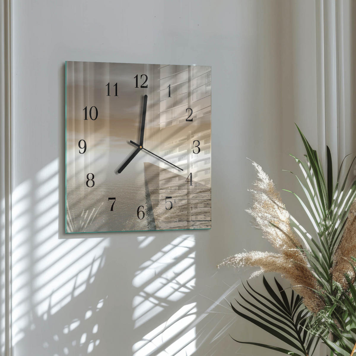 WANDUHR 30x30 cm - Pier - Braun, Glas (30/30/0.4cm) - TULUP