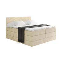 BOXSPRINGBETT mit Matratze H3|H4 und Lattenrost - VEXA KING-160x200 - Beige Monolith - Beige, Holzwerkstoff (160/200cm) - ALTDECOR