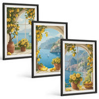 BILDER SET 3er Set - 40x60 cm Schwarzer Rahmen - Meereslandschaften, Zitronen, Fenster - Schwarz, Kunststoff (40/60cm) - TULUP
