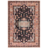 WOLLTEPPICH Orient Traditionelles Blumenmuster, Wohnzimmer Rosa-Schwarz Rechteckig 200x290 - Rosa, Textil (200/290cm) - KADIMA DESIGN
