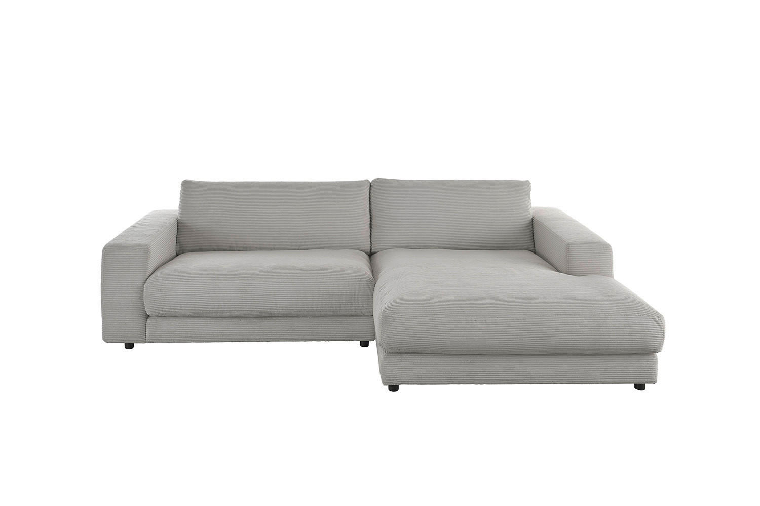 ECKSOFA MADELINE Steingrau Cord - Schwarz/Grau, Kunststoff/Textil (270/190cm) - KAWOLA