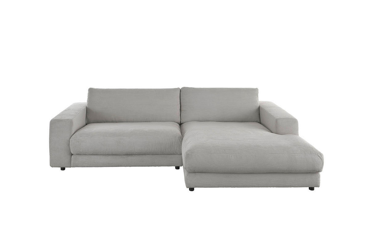 ECKSOFA MADELINE Steingrau Cord - Schwarz/Grau, Kunststoff/Textil (270/190cm) - KAWOLA