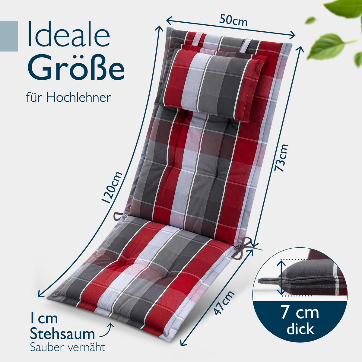 HOCHLEHNER Highlux HL 120x52x7cm Grau-Rot-Hellblau-Kariert (7tlg) - Hellblau, Textil (52/120cm) - Beautissu 