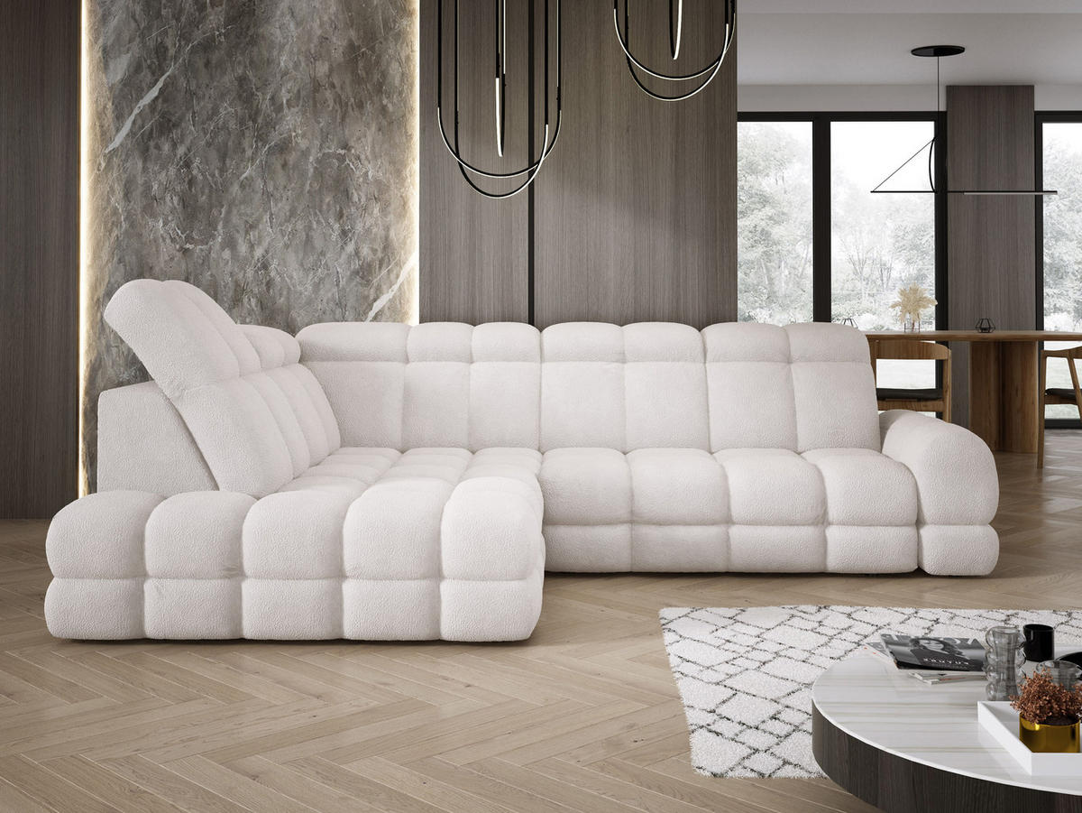 ECKSOFA TOLLO Anthology-stoff L-form 302x217x105 cm weiss - Kaschmir, Holz/Textil (302/217cm) - DomoHome