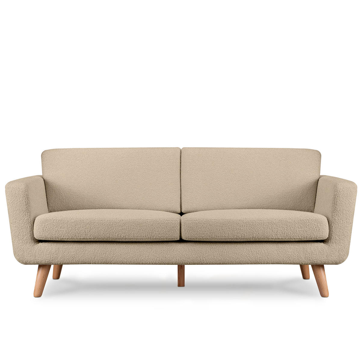 3-SITZER-SOFA TAGIO mit Armlehnen, Beige - Beige/Braun, Buchenholz/Textil (88/80/190cm) - KONSIMO®