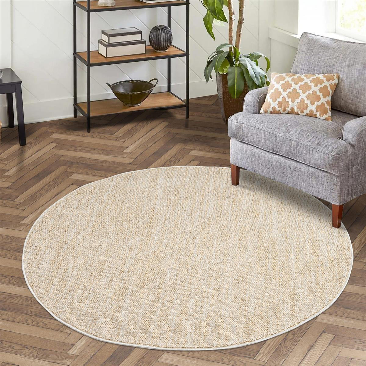 KURZFLOR-TEPPICH Clasico 0052 Gelb 200 cm Rund - Gelb, Textil (200/200cm) - carpet city