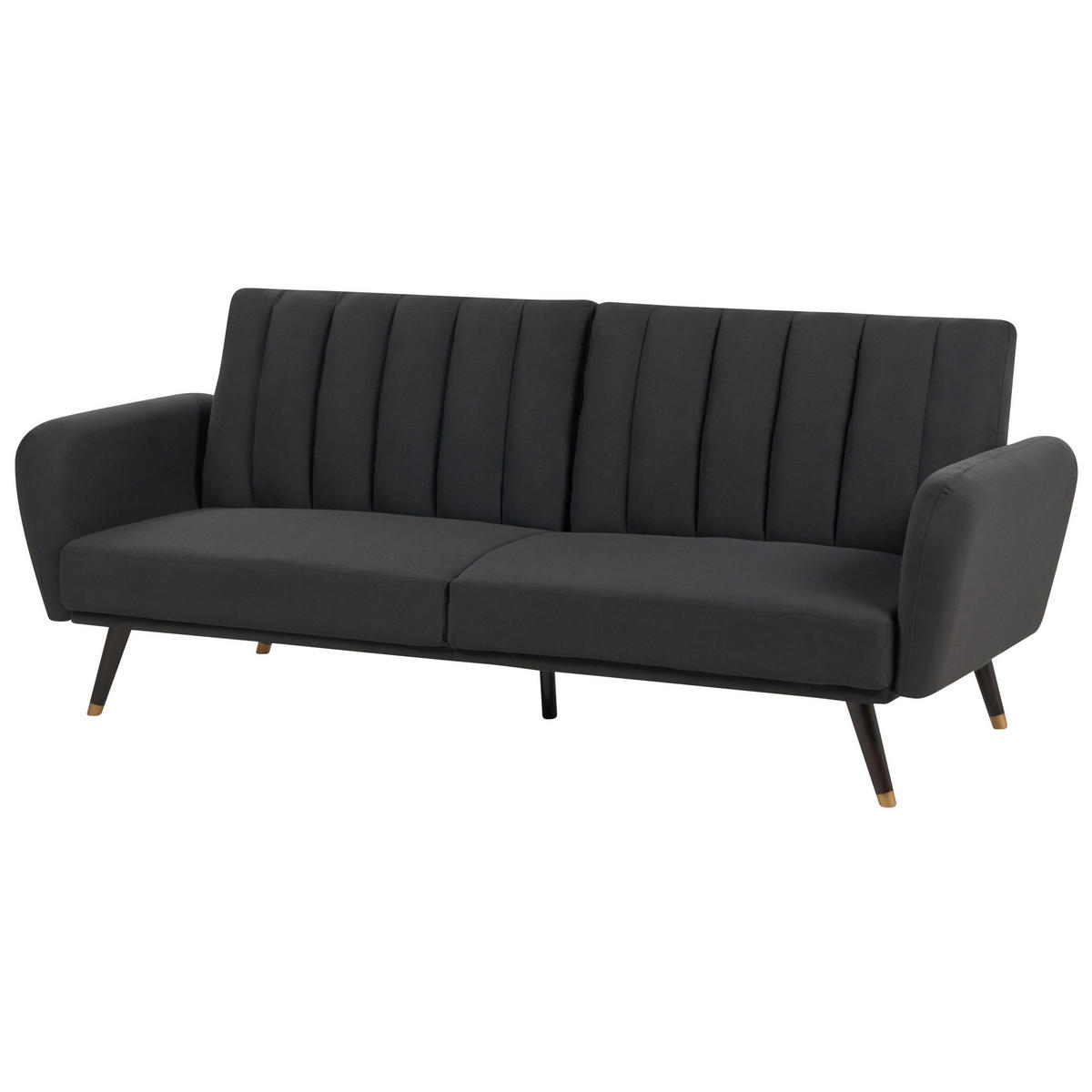 3-SITZER-SCHLAFSOFA Samtstoff schwarz Vimmerby - Schwarz, Textil (212/90/80cm) - Beliani