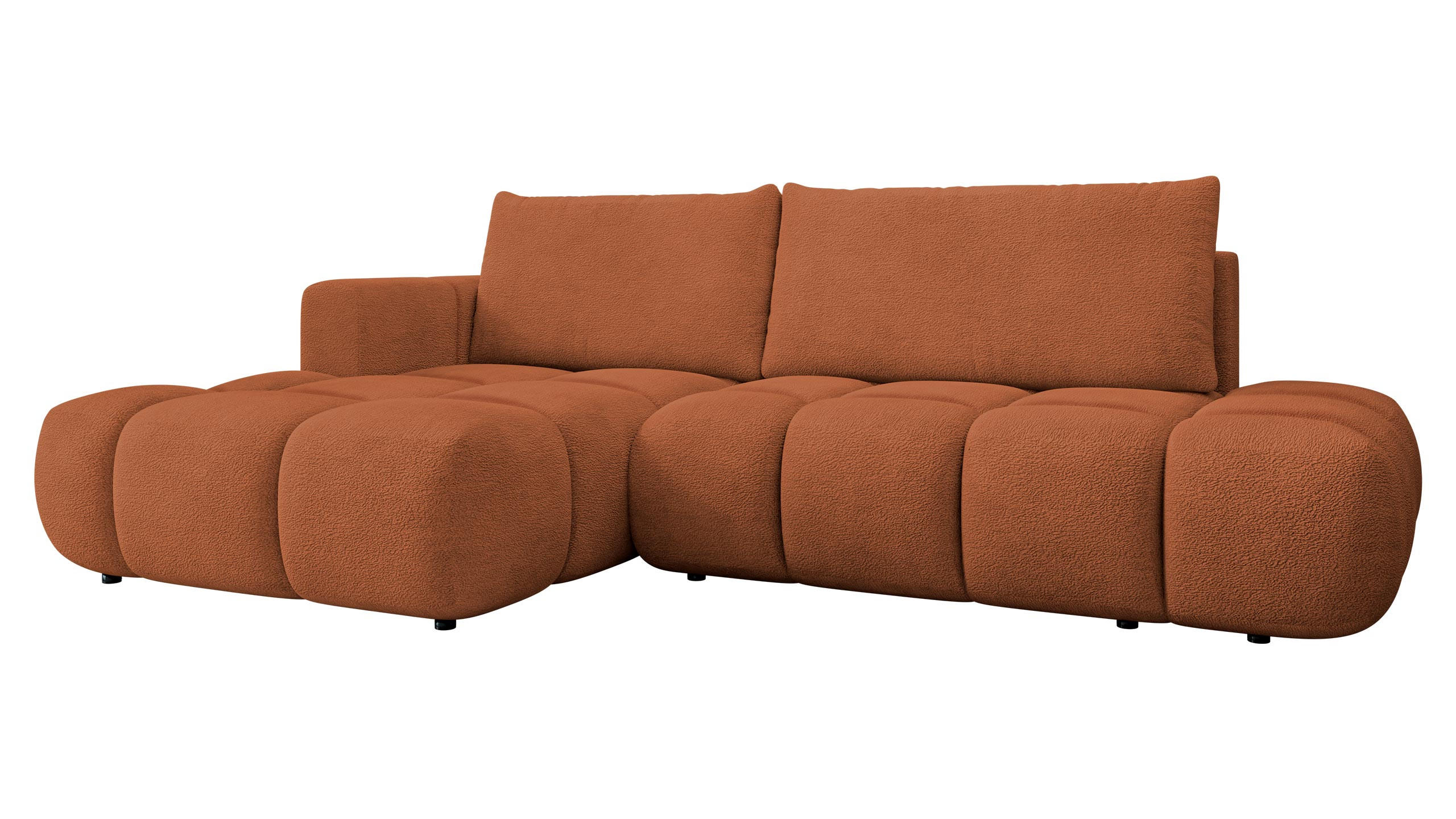 ECKSOFA Soffi, Seite: Links - Schwarz/Orange, Holz/Kunststoff (283/166cm) - MIRJAN24