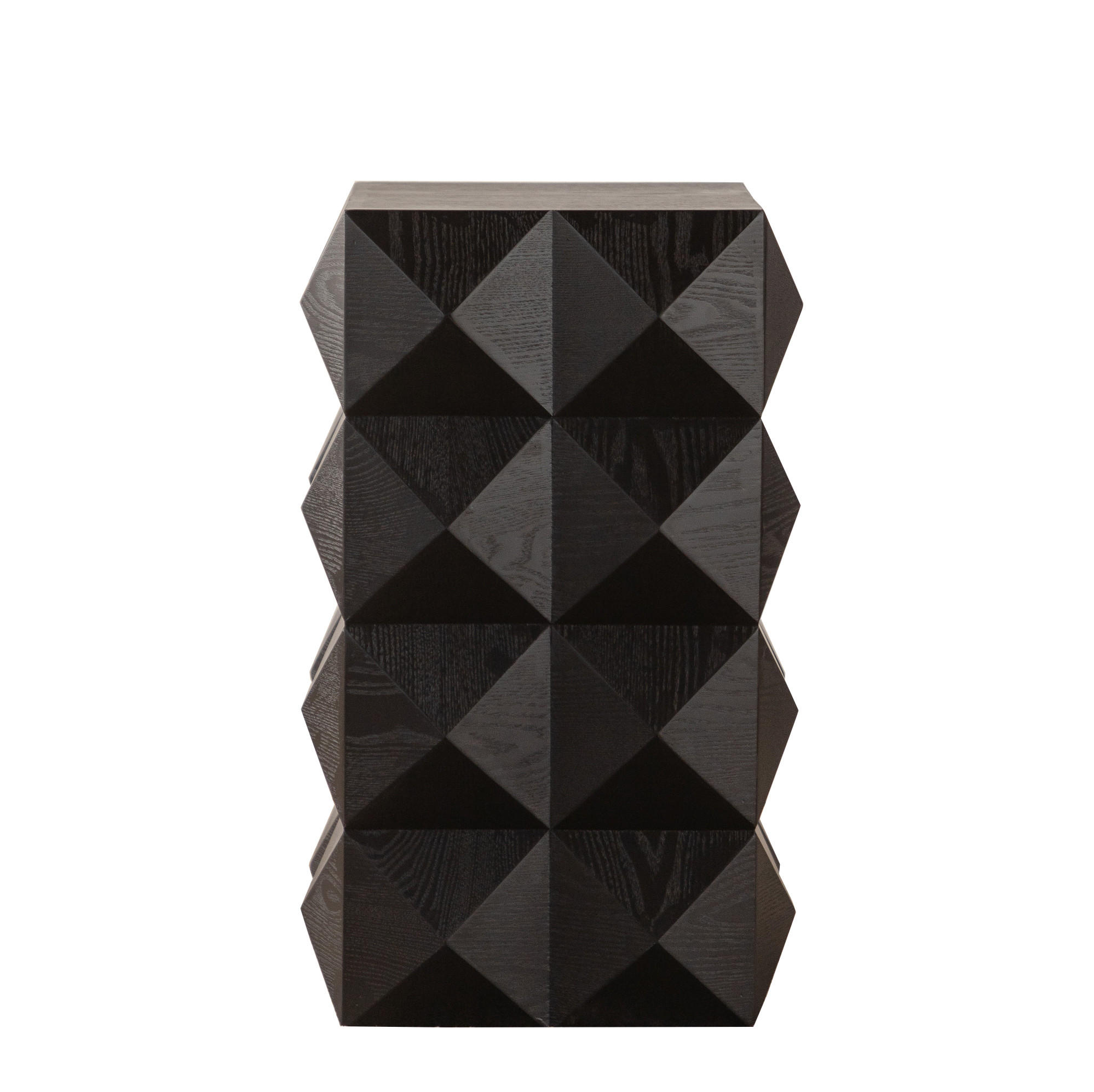 ODKLÁDACÍ stolek ze dřeva a MDF, výška 60 cm černý, s reliéfním dekorem - černá, kompozitní dřevo (37/37/60cm) - BEAOK