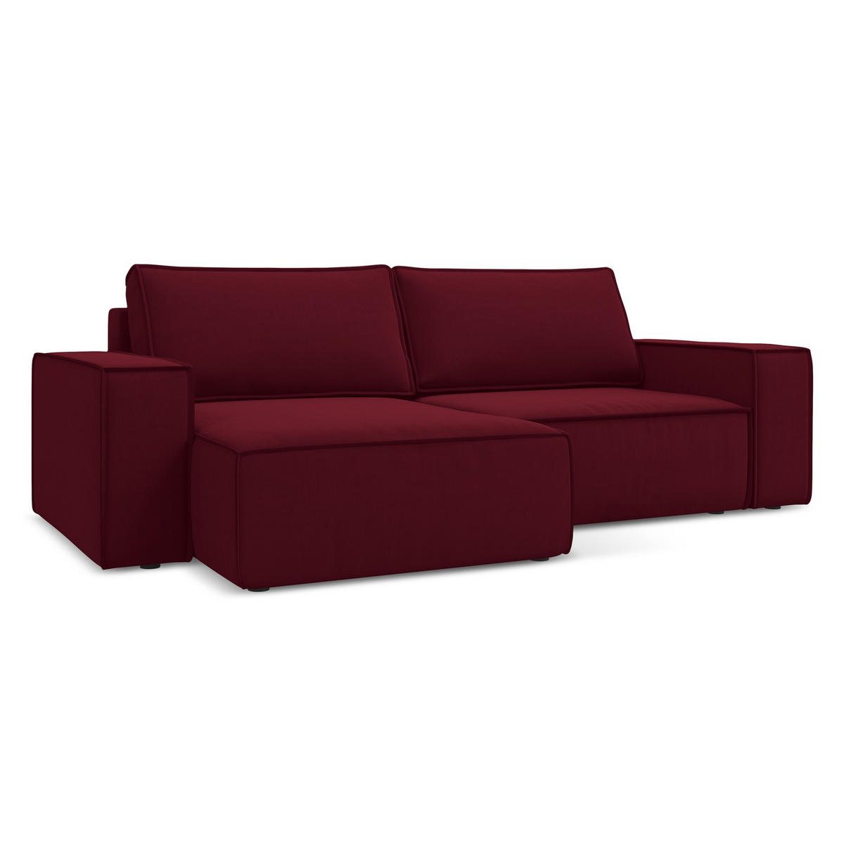 ECKSOFA mit Schlaffunktion Samt Stoff Rot - Bordeaux/Rot, Kunststoff/Textil (148/257cm) - LaMiaSofa