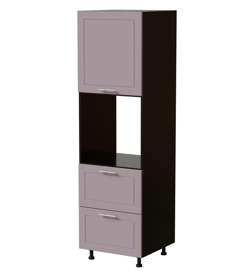 BACKOFENUMBAUSCHRANK Bari D14/RU/2 356 Schwarz / RAL 4009 pastellviolett 60 / 59 / 207cm HETTICH Vollauszug - Violett/Schwarz, Holz/Holzwerkstoff (60/207/59cm) - Feldmann-Wohnen