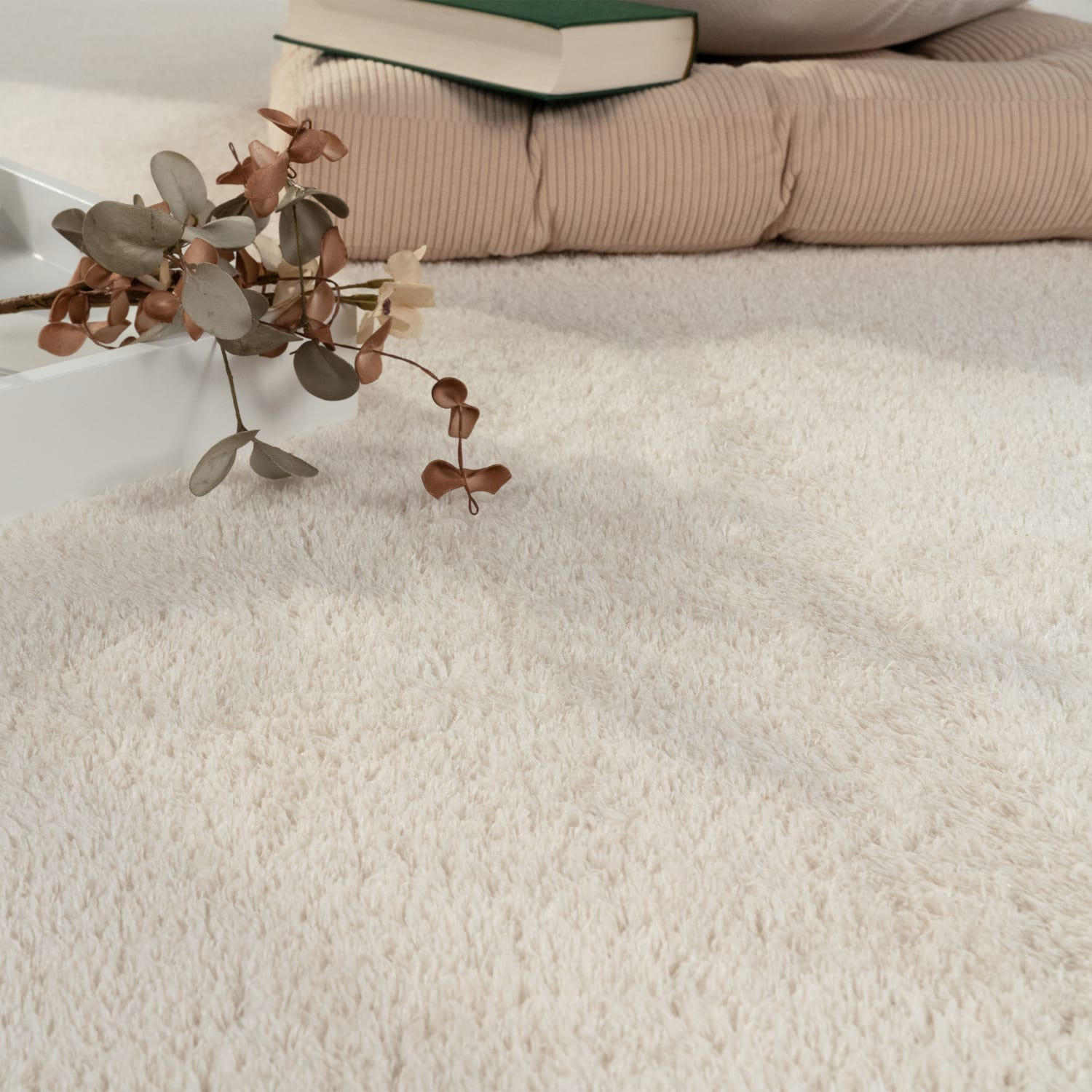 TEPPICH Kurzflor waschbar Unifarben Wohnzimmer schmutzabweisend Creme Quadrat 200S - Creme, Textil (200/200cm) - KADIMA DESIGN