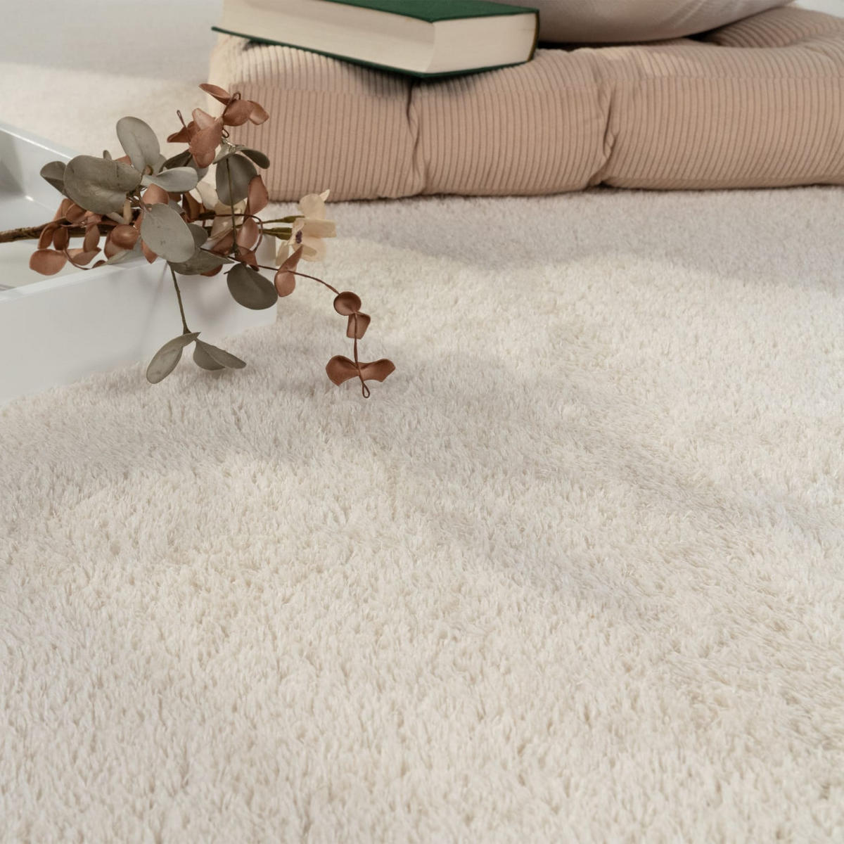TEPPICH Kurzflor waschbar Unifarben Wohnzimmer schmutzabweisend Creme Rechteckig 140x200 - Creme, Textil (140/200cm) - KADIMA DESIGN